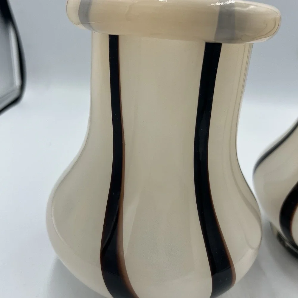 Ferm Living Riban Vase Cream Ribbon‎ Stripe Scandinavian Danish Glass Decor